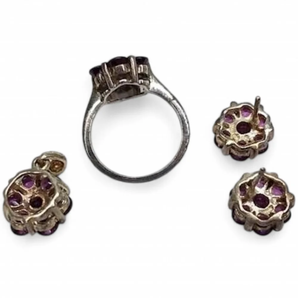 Pink Garnet 925 Sterling Silver Jewelry Set - Picture 3 of 7